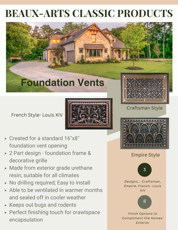 Beauty & Function - Exterior Vent Covers by Beaux-Arts Classic Products