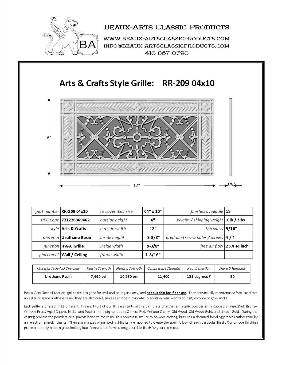 Spec sheet for Vent covers - Craftsman style
