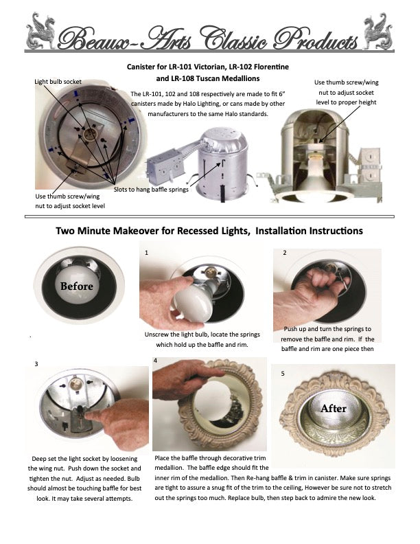 Recessed Lighting Trim for a 6" Canister ( LR-102) Florentine