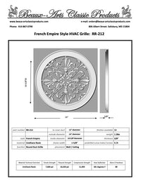 Round Grille| Vent Cover |French Empire Style
