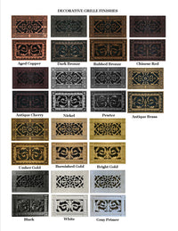 Available finishes for Beaux-Arts decorative vent cover