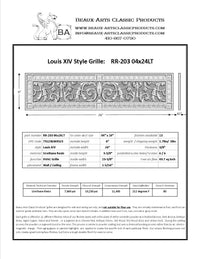 French Style-Louis XIV Style Grille:  Covers a 4"x24" Duct/Opening | Vent Cover