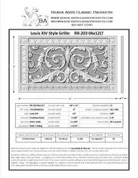 French Style-Louis XIV Grille:  Covers a 6"x12" Duct/Opening | Vent Cover