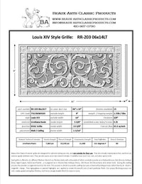 French Style-Louis XIV Grille:  Covers a 6"x14" Duct/Opening | Vent Cover