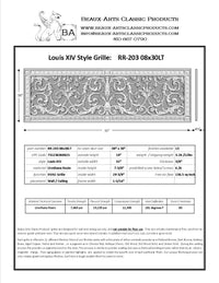 French Style-Louis XIV Grille:  Covers an 8"x30" Duct/Opening | Vent Cover