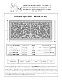 French Style-Louis XIV Grille:  Covers a 10"x24" Duct/Opening | Vent Cover