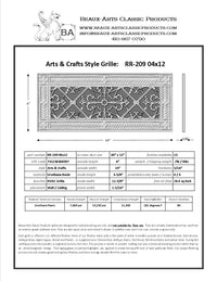 spec sheet for craftsman style vent cover | Beaux-Arts Classic Products grille