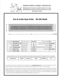 Spec sheet for Craftsman style grille | Vent cover 