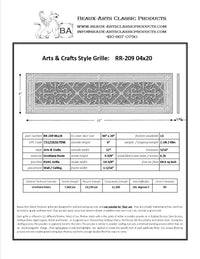 Craftsman Style Grille:  Covers a 4"x20" Duct/Opening | Vent Cover