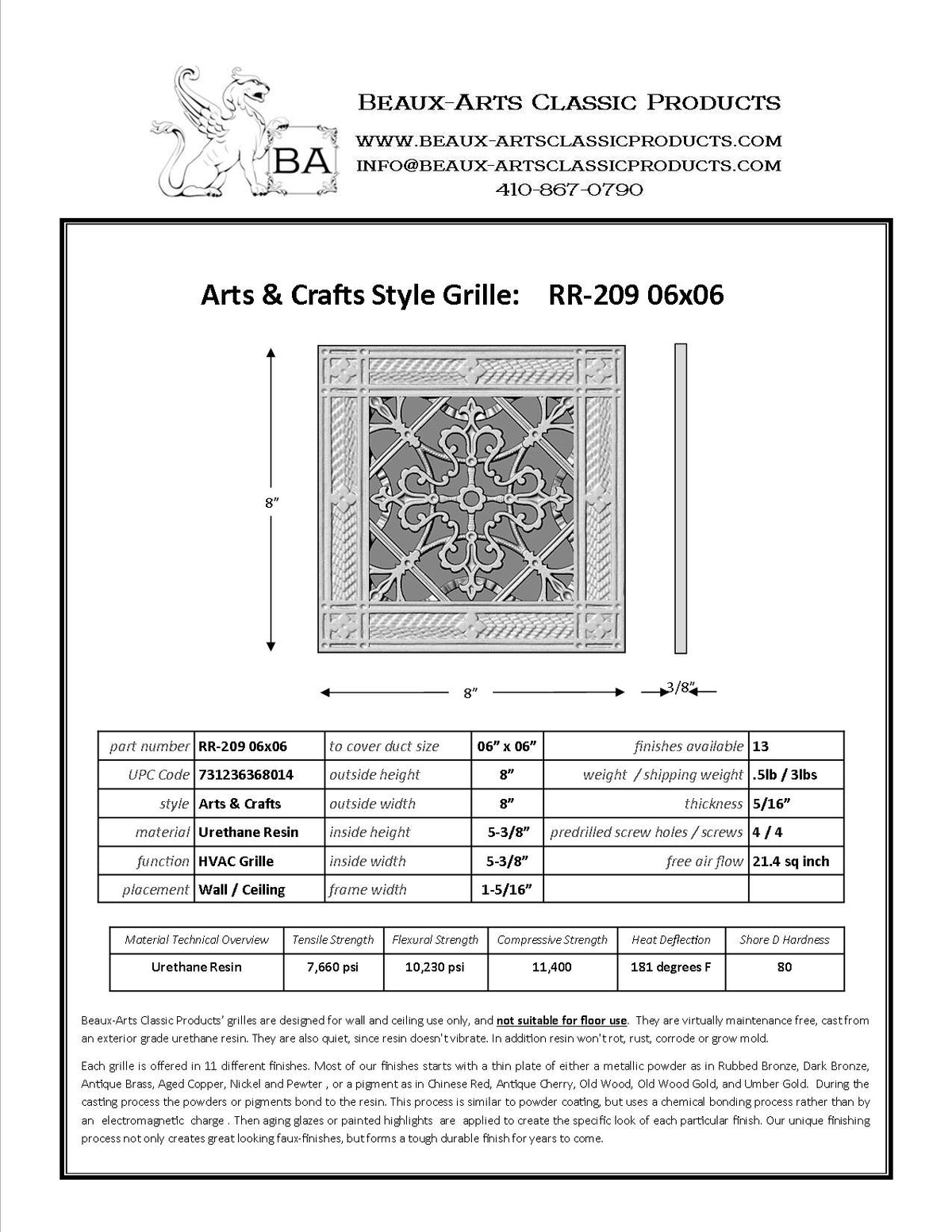 Craftsman Style Grille:  Covers a 6"x6" Duct/Opening | Vent Cover