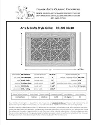 Craftsman Style Grille:  Covers a 6"x10" Duct/Opening | Vent Cover