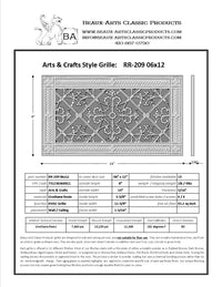 Craftsman Style Grille:  Covers a 6"x12" Duct/Opening | Vent Cover