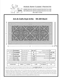 Craftsman Style Grille:  Covers a 6"x14" Duct/Opening | Vent Cover