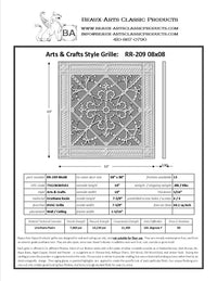 Craftsman Style Grille:  Covers an 8"x 8" Duct/Opening | Vent Cover