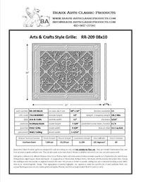 Craftsman Style Grille:  Covers an 8"x10" Duct/Opening | Vent Cover