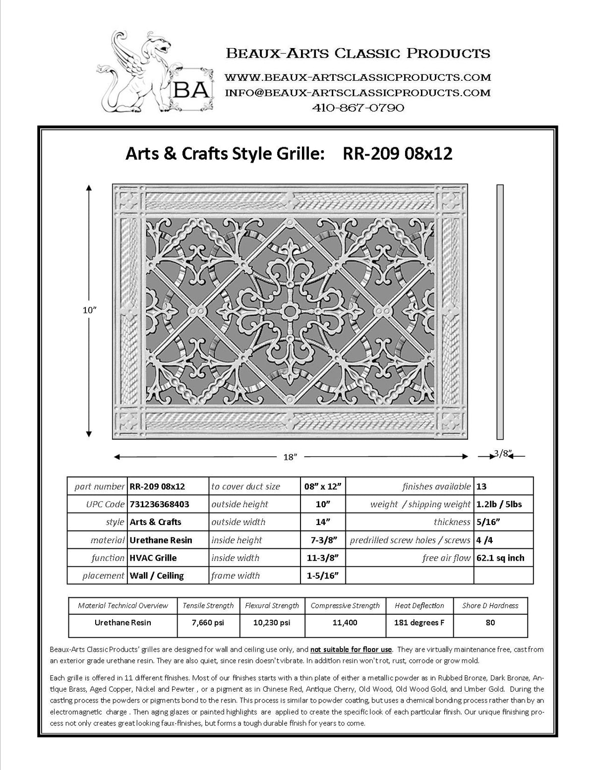 Craftsman Style Grille:  Covers an 8"x12" Duct/Opening | Vent Cover