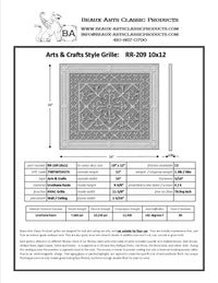 Craftsman Style Grille:  Covers a 10"x12" Duct/Opening | Vent Cover