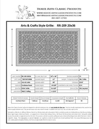 Craftsman Style Grille:  Covers a 20"x36" Duct/Opening | Vent Cover