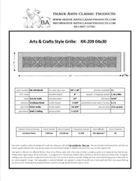 Craftsman Style Grille:  Covers a 4"x30" Duct/Opening | Vent Cover