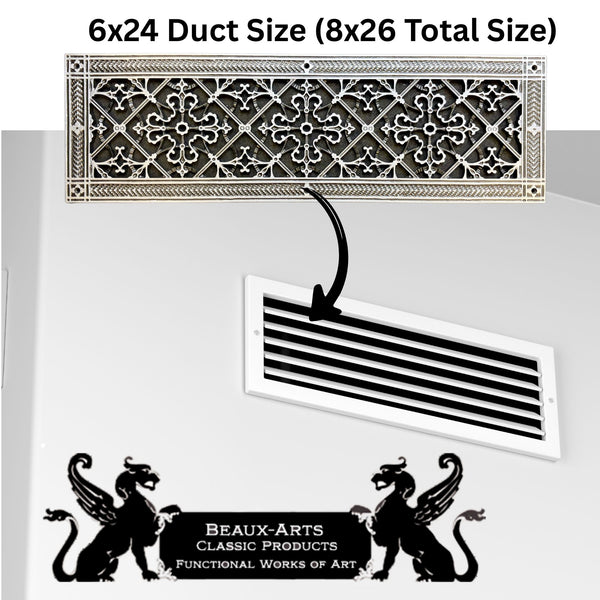 Craftsman Style Grille:  Covers a 6"x24" Duct/Opening | Vent Cover