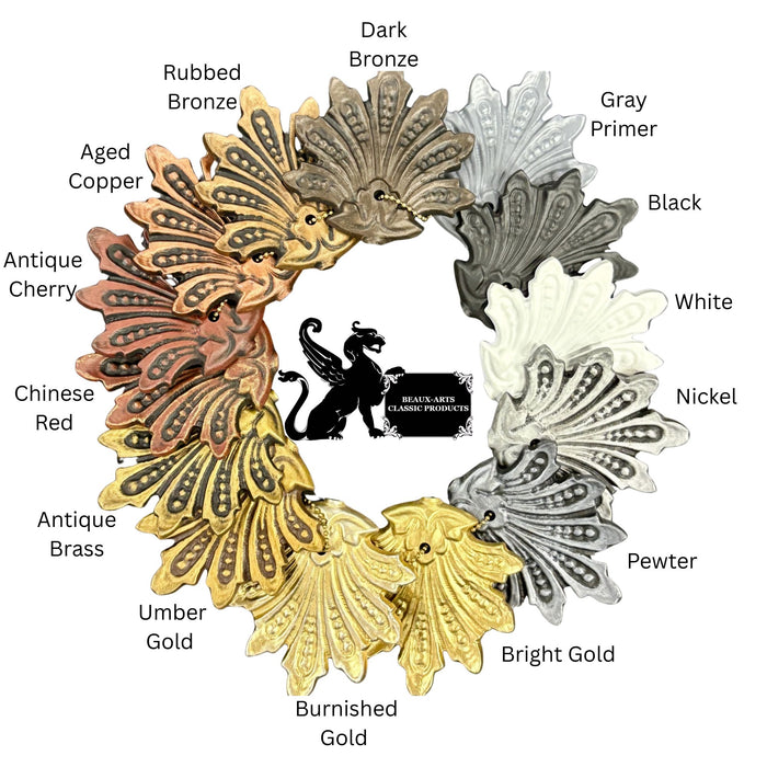 Available finishes for Beaux-Arts Classic Products' decorative grilles and lighting medallions