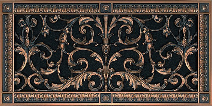 Louis XIV style vent cover by Beaux-Arts Classic Products for an 8"x18" duct