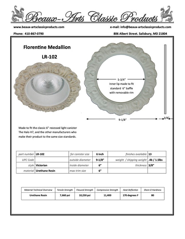 Recessed Lighting Trim for a 6" Canister ( LR-102) Florentine