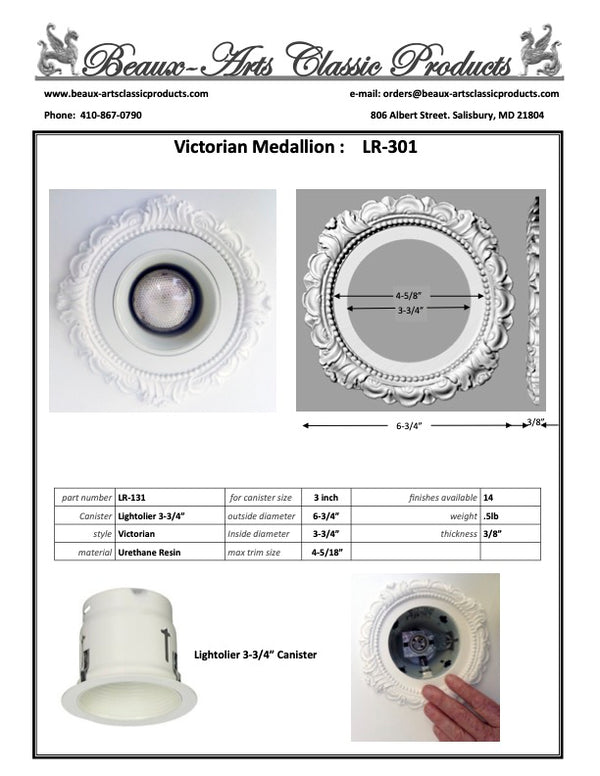 Recessed Lighting Trim for 3-3/4" Canisters (LR-301)