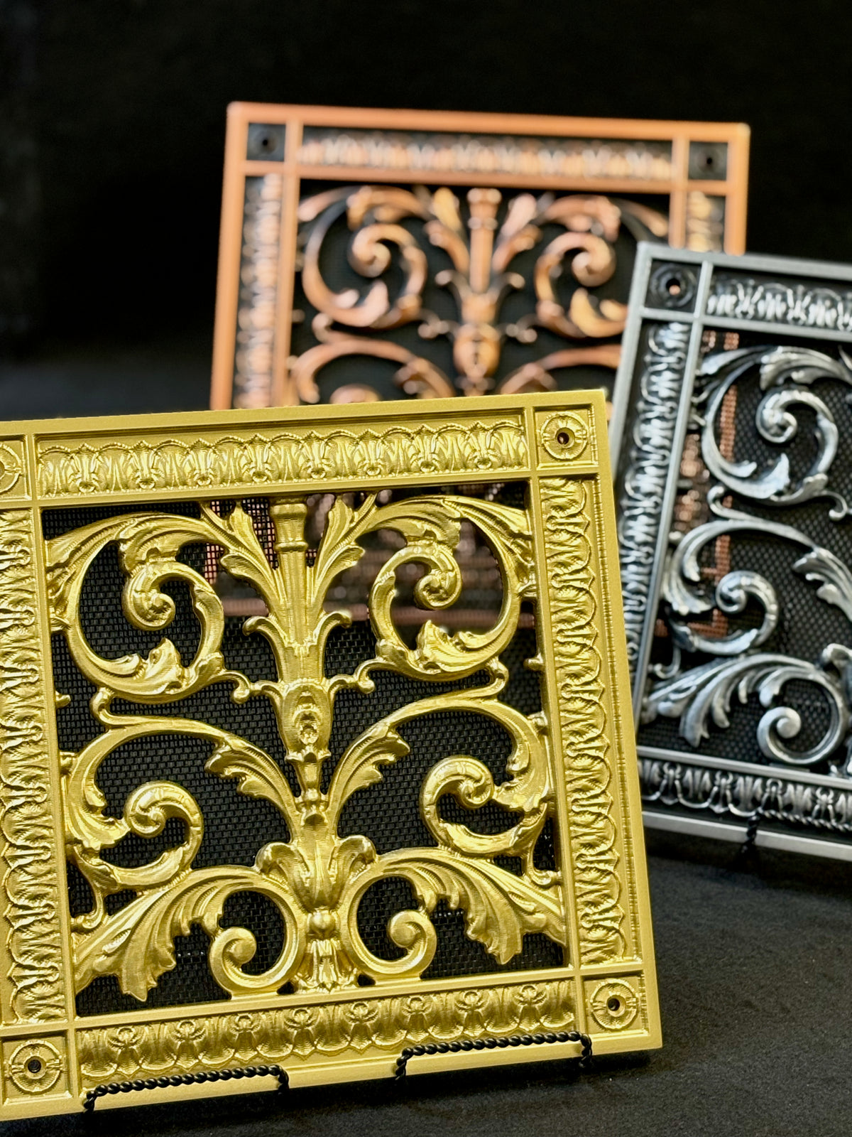 bright gold-nickel-copper resin decorative exhaust fan covers by Beaux-Arts Classic Products 