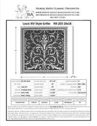 French Style-Louis XIV Grille:  Covers an 18"x18" Duct/Opening | Vent Cover