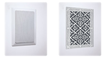 speaker grilles before and after installing a decorative grille