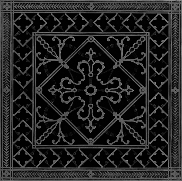 Decorative Grille Vent Cover Craftsman Style Arts Crafts Style 16" x 16" in Black Finish.
