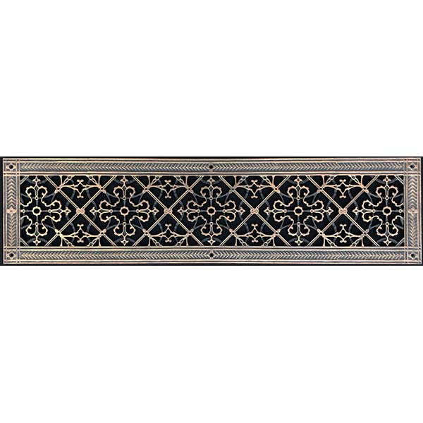 Decorative Grille Vent Cover in Arts and Crafts Style 6" x 30" in Rubbed Bronze Finish