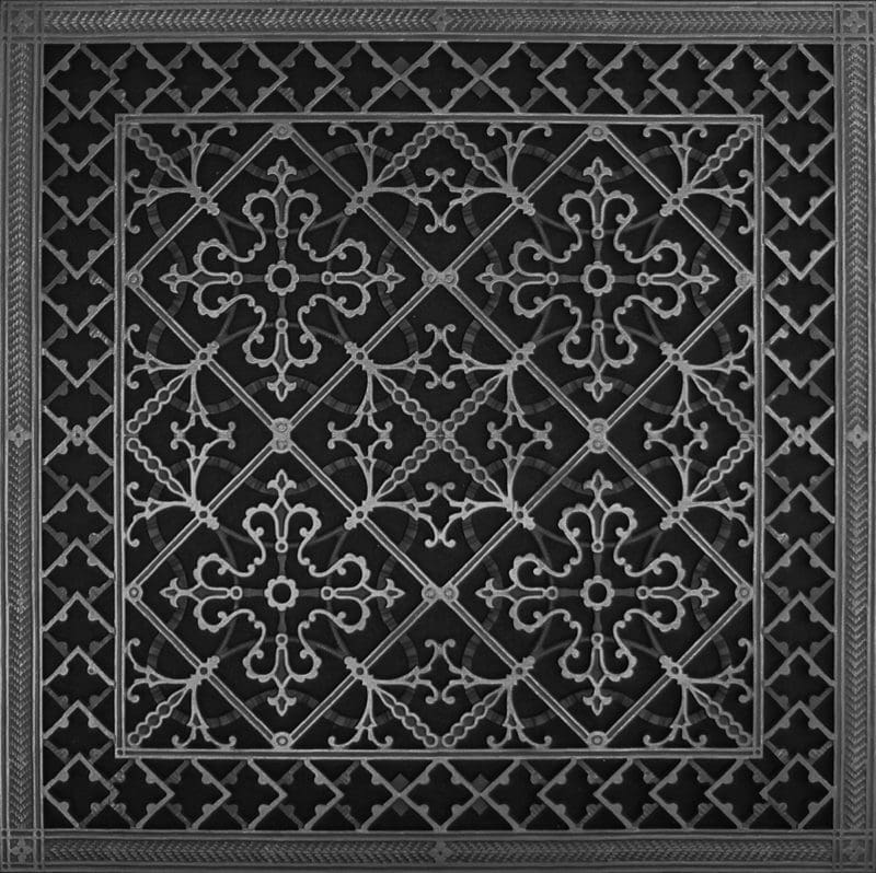 Decorative grille Craftsman style Arts and Crafts 24" x 24" in Black Finish.