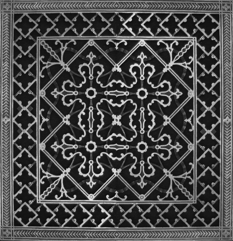 Decorative grille Craftsman style Arts and Crafts 24" x 24" in Pewter Finish.