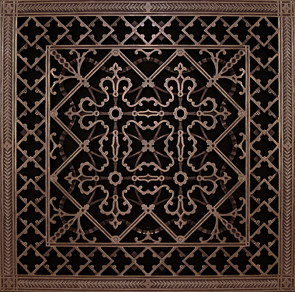 Decorative Grille Vent COver Craftsman Style Arts and Crafts 20" x 20" in Rubbed Bronze Finish.