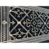 Close up of 3-dimensional design details for 6" x 24" Craftsman Style Arts and Crafts decorative grille in Antique Brass finish.