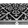 Close up of 3-dimensional design details for 8" x 10" Craftsman style Arts and Crafts decorative grille in Nickel finish.
