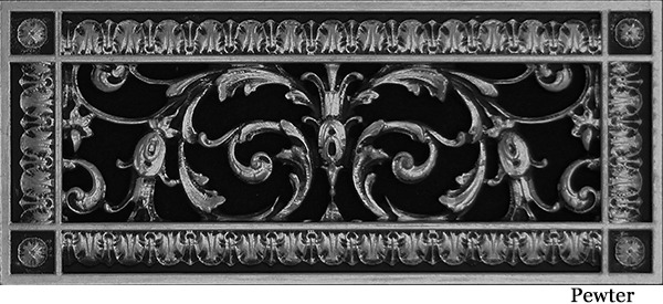 Louis XIV decorative vent cover 4x12 in Pewter