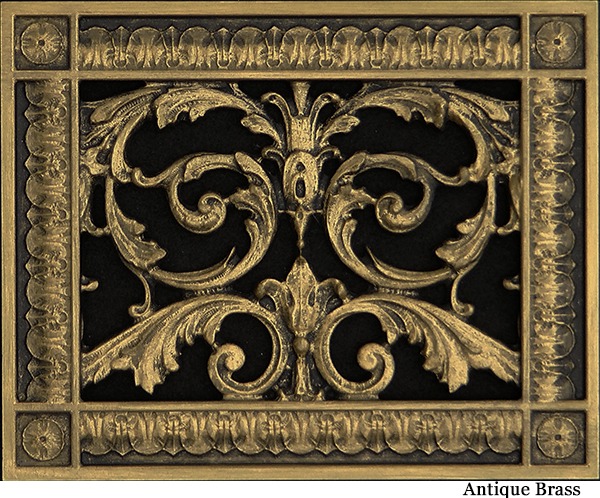 Louis XIV decorative vent cover 6x8 in Antique Brass