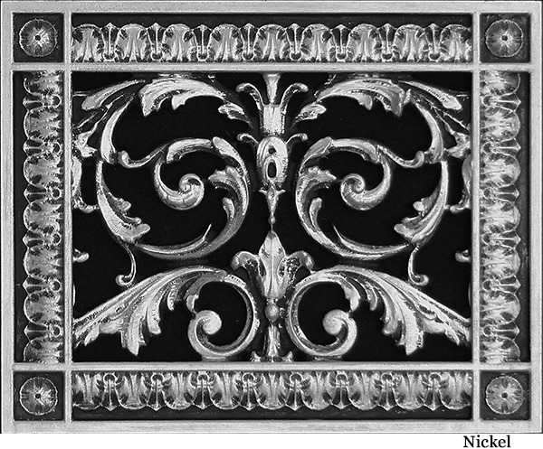 Louis XIV decorative vent cover 6x8 in Nickel finish
