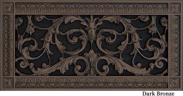 Louis XIV 6x14 decorative grille in Dark Bronze finish