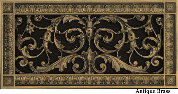 Louis XIV 6x14 decorative grille in Antique Brass finish