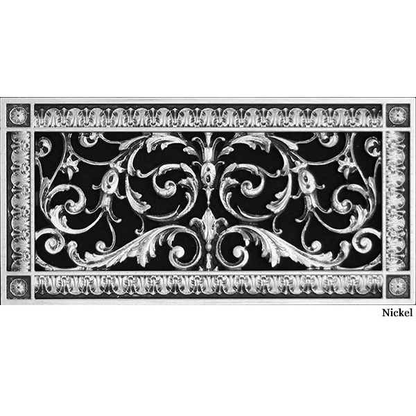 French Style Louis XIV decorative grille in Nickel finish 6" x 14".
