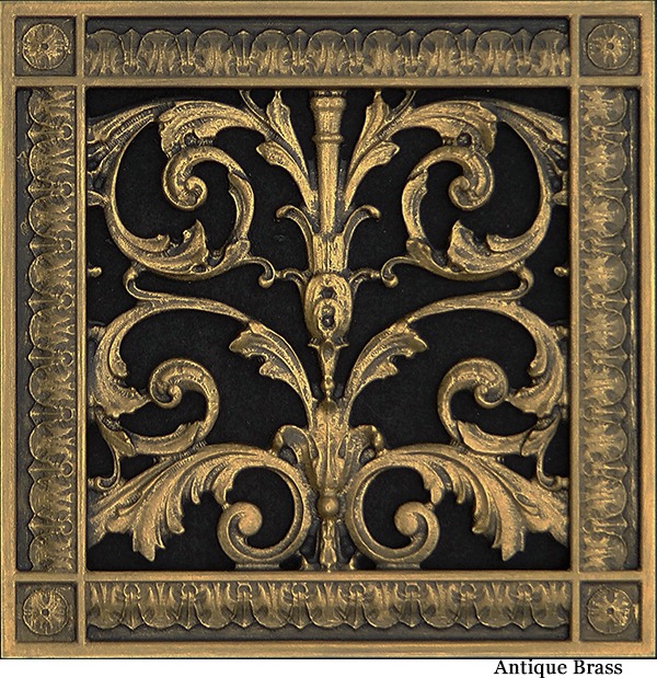 Louis XIV decorative grille 8x8 in Antique Brass