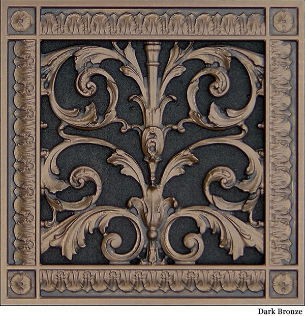 Louis XIV decorative vent cover 8x8 in Dark Bronze