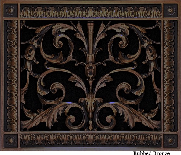 Decorative vent cover in Louis XIV style 8x10 in Rubbed Bronze