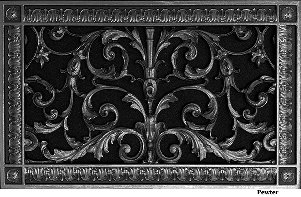 Decorative grille in Louis XIV style 8x14 in Pewter finish