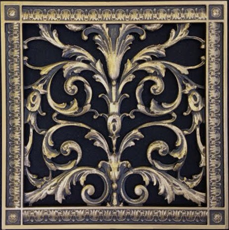 Louis XIV 12x12 decorative filter grilles in antique brass