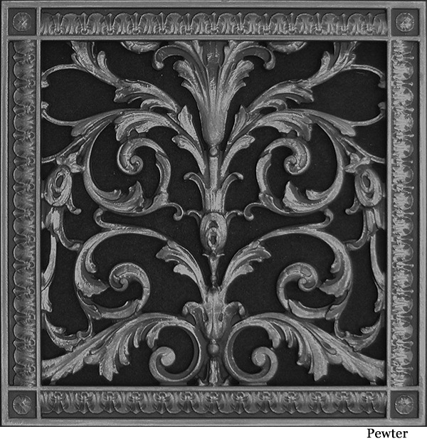 Louis XIV decorative grille 12x12 in Pewter